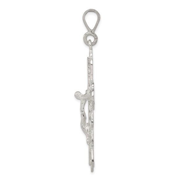 Million Charms 925 Sterling Silver Diamond-Cut Crucifix Necklace Charm Pendant - Picture 2 of 4